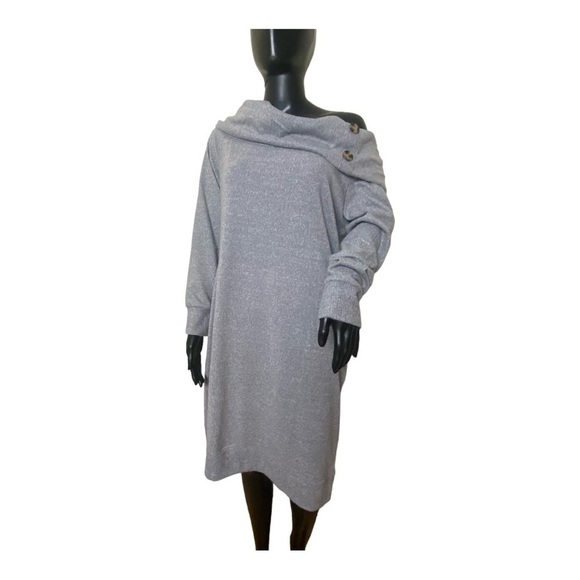Derek Heart Dresses & Skirts - NWOT Derek Heart  Off - Shoulder Gray Sweater Dress  Sz 1X